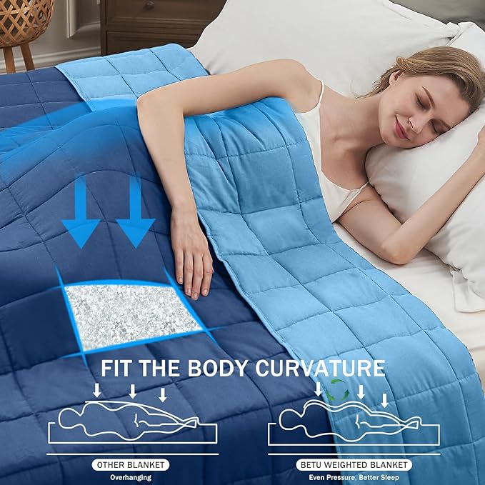 Blue Weighted Blanket for Adults 20lbs, 88"x104", King Size Cooling Heavy Throw Blanket for 130-220lbs, Microfiber Soft Thick Big Blankets Weighted Comforter Gift for Sleeping