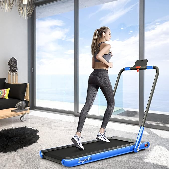 GYMAX Walking Pad, Foldable Under Desk Treadmill with LED Monitor, Remote Control, Smart App Control, Folding Portable Desk Treadmill for Office Standing Desk, Home Office Treadmill