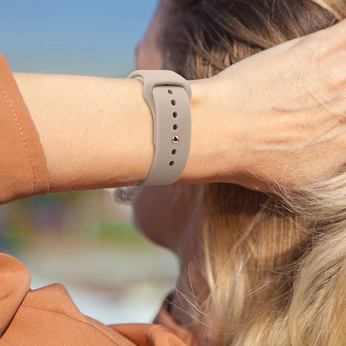 AK Silicone Bands Compatible with Fitbit Versa 4 & Sense 2, Soft Straps Replacement Wristbands for Fitbit Versa 3 & 4 / Sense & 2 Smart Watch (Milk Tea)