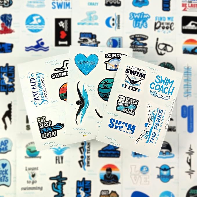 BulbaCraft Adult Swim Stickers, Swimming Stickers, Swimmer Decals, Swimmer Gifts, Swim Party Favors, Gifts for Women & Men