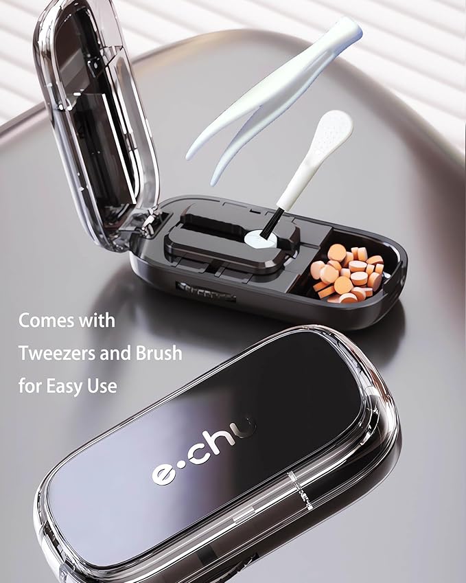 Pill Cutter (Black with Brush) Cutter Divider丨Pill Divider丨Pill Divider, Pill Divider for Cutting Pills, cuts Small or Large Pills in Half, Suitable for Travel, Pets