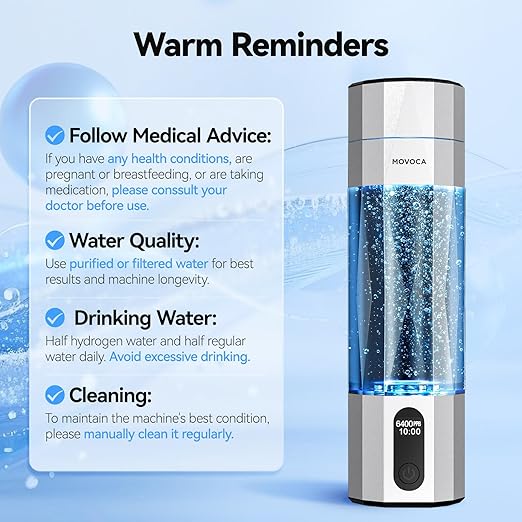 Upgrade Hydrogen Water Bottle, Up to 6400PPB Hydrogen Water Generator -SPE PEM Tech, 7OZ Food-Grade PC Hydro Water Machine, Health Care Gifts for Husband, Wife, Family, Friends, Travel (Sliver)
