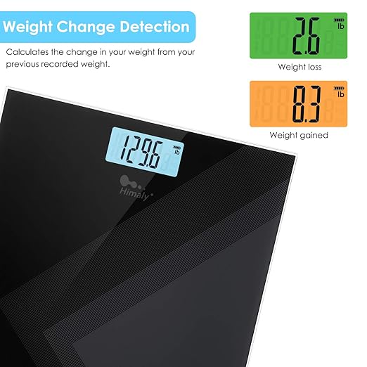 himaly Digital Body Weight Scale, USB Rechargeable Bathroom Scale with Step-On Technology, Back Light Display, Digital Weight Scale, 400Ibs/180kg Capacity, 6mm Tempered Glass
