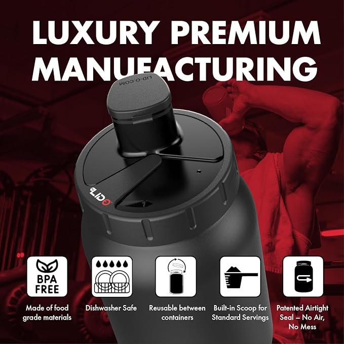 MYLIDO - Protein Powder Dispenser - Universal Size Fits All Brands, Pre and Post Workout, Creatine - Supplement Funnel - Reusable Dishwasher Safe