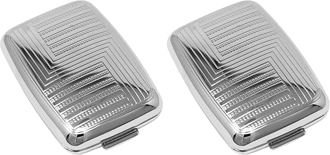 Set of 2 Etched Rectangular Pocket Purse Pill Box & Organizer with Dual Compartments (Waves - Engravable)