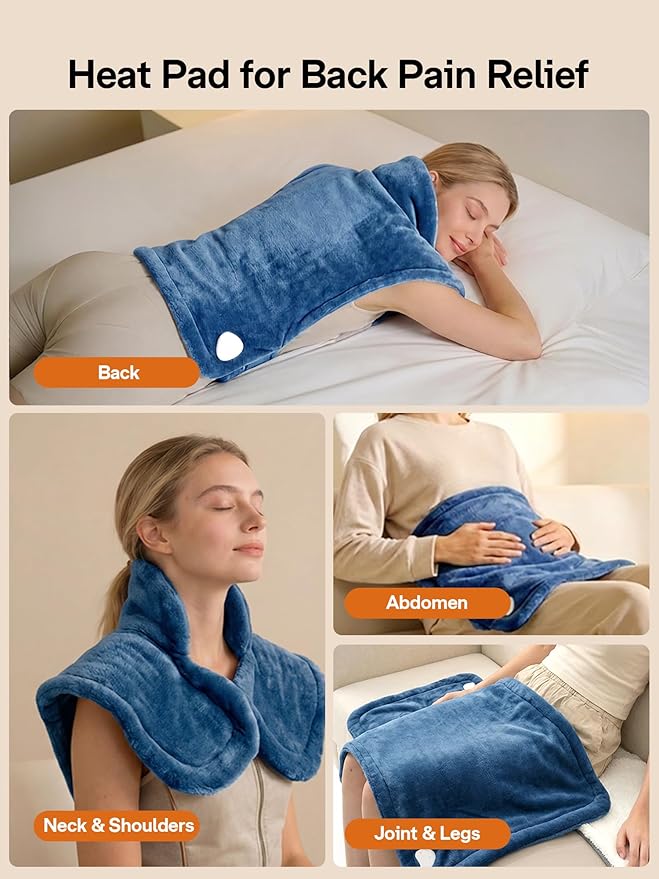 ALLJOY Heating Pad for Back, 24"x33" Weighted Heating Pads for Neck and Shoulder, Gifts for Women Men, Back Heating Pads Fast-Heating with 10 Heat Settings, 4 Timing Setting