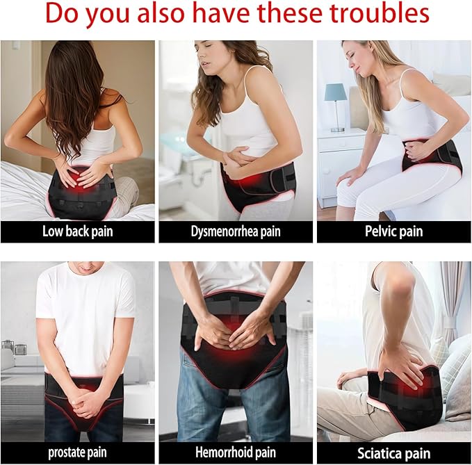 3 in 1 red Light Therapy Belt,Red Light Therapy for Body,Infrared Therapy Light Heating Vibration Massage,Massager for Pain Relief deep Tissue.