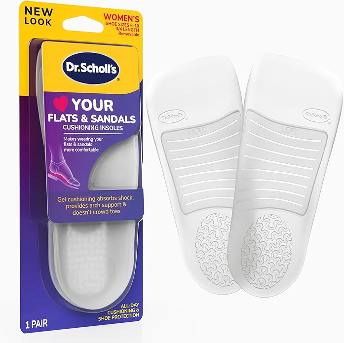 Dr. Scholl's Love Your Flats & Sandals 3/4 Length Insoles, All-Day Comfort, Relieve & Prevent Shoe Discomfort, Absorbs Shock, Arch Support