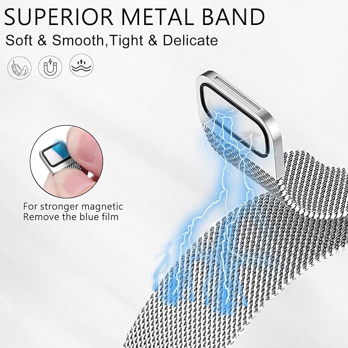 surundo Compatible with Fitbit Charge 6/Charge 5 Bands for Wmen Men, Metal Mesh Milanese Loop Adjustable Strap Replacement for Fitbit Charge 6/Charge 5 Advanced Fitness & Health Trackers