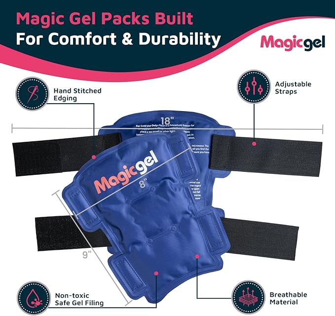 Magic Gel Shin Splint Relief - 2pcs Ice Packs for Shin Splints Hot & Cold - Flexible Leg Compression Wrap - Reusable Therapy Gel for Runners & Athletes