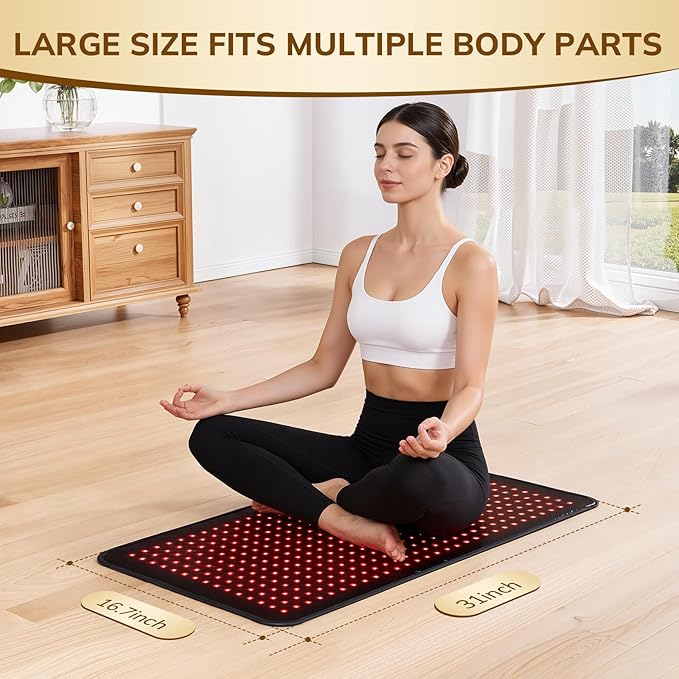 VARIPOWDER Red Light Therapy for Body, 31x16.7'' Full Body Red Light Therapy Mat 522 LEDs 660nm & 850nm, Infrared Red Light Therapy Pad for Back Shoulder Knee Muscle Pain Relief with Goggles