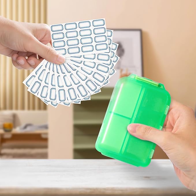 INVODA 12PCS 10-Compartment Pill Organizer BPA-Free Travel Pill Case with Daily Labels Portable Medicine Box for Vitamins, Supplements & Jewelry