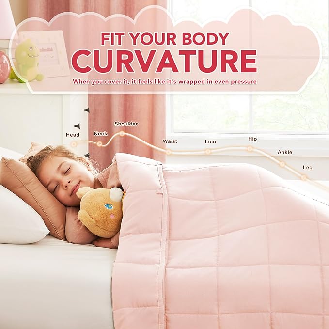 CuteKing Weighted Blanket (10lbs, 48"x72", Pink) Heavy Blanket for 90-100lbs, Weighted Blanket for Cooling & Heating with Premium Glass Beads, Soft Thick Blanket All-Season
