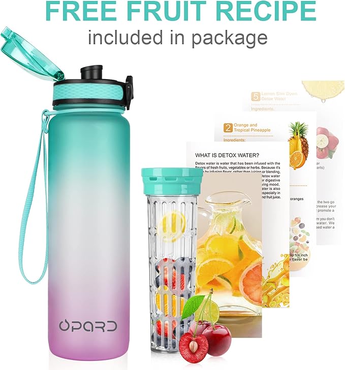 Opard 30oz/32oz Sports Water Bottle with Leak Proof Flip Top Lid BPA Free Tritan Reusable Plastic for Gym and Outdoor, Travel Water Bottle