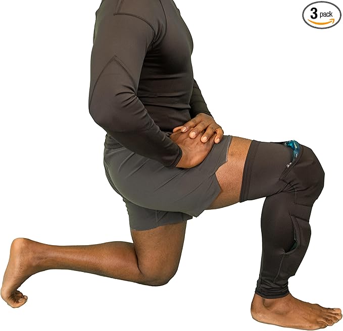 Ice-Gel Pack Compression Knee Sleeve – Custom Pockets & 2 Reusable Gel Packs for Knees & Shins, Workout-Friendly Support (Extra Large)