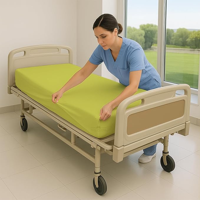 4 Pack Fitted Hospital Bed Sheets - Soft Microfiber Hospital Fitted Sheet - Hospital Bed Fitted Sheets (Yellow, 36" x 84" x 12")