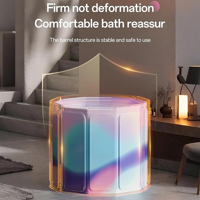 YYW 31.5in Large Capacity Hot & Cold Therapy Tub - Portable Foldable Soaking Bathtub with Thick Insulation for Home Shower/Outdoor Use, Quick Muscle Recovery, No Setup (Aurora violet)