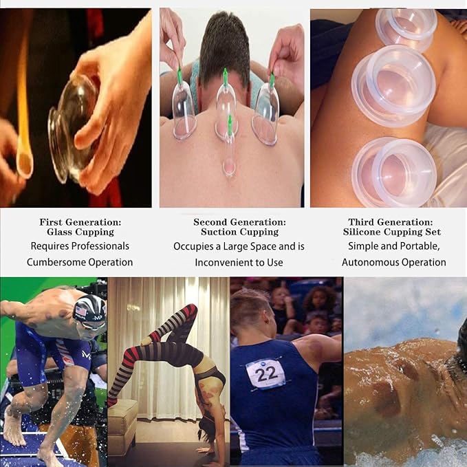 4 Sizes Cupping Therapy Set-Professional Cupping Therapy Studio and Household Silicone Cupping Set, Stronger Suction, Suitable for Myofascial Massage, Muscle, Nerve, Joint Pain