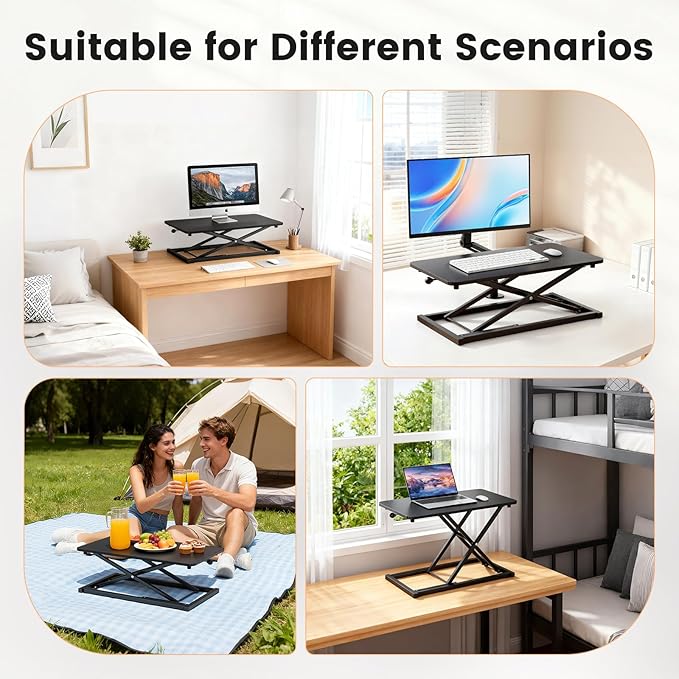 Standing Desk Converter Adjustable Height, 23.6" x 13.4" Keyboard Riser for Stand Up Desk Riser, Ergonomic Computer Keyboard Stand for Desktop, Sit Stand Workstations for Home Office Study Room