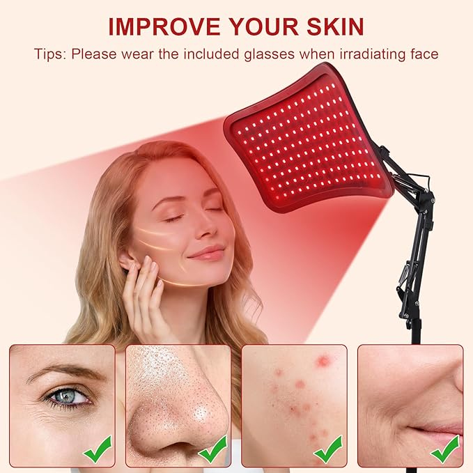 Red Light Therapy for Body and Face, 3 in 1 660nm & 850nm Red Light Panel Infrared Light Therapy Lamp with Remote Control, Goggles and Stable Stand, Ideal Gifts for Women Wife Mom Sister Girlfriend
