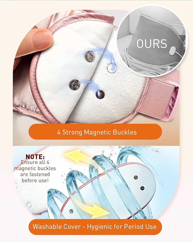 5000mAh Graphene Cordless Portable Heating Pad,Detachable Washable Cover, 4 Heat Settings, Menstrual Period Heating Pad, Electric Heating Belt, Gifts for Women Girl, Pink