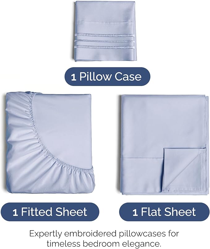 Twin Size 3 Piece Sheet Set - Extra Soft, Breathable & Cooling Sheets - Hotel Luxury Bed Sheets for Women & Men - Deep Pockets, Easy-Fit & Wrinkle-Free Sheets - Light Dusty Purple Oeko-Tex Bed Sheets