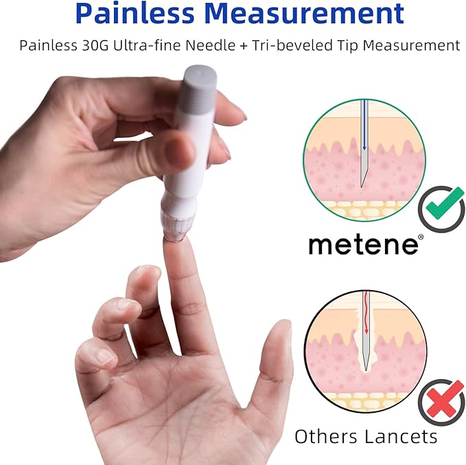 Metene TD-4116 Blood Glucose Monitor Kit & Metene Twist Top Lancets for Lancing Devices