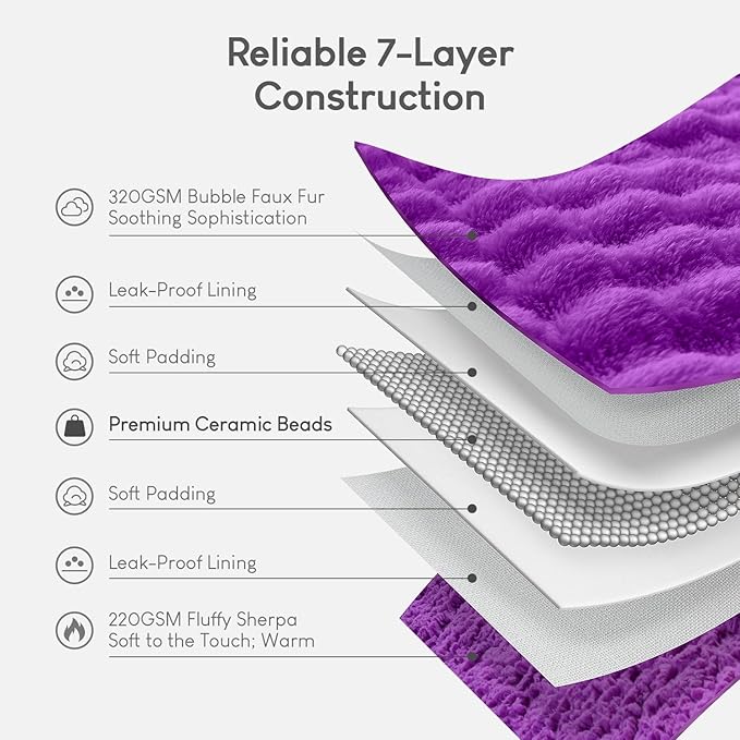 Cottonblue Weighted Blanket 15lbs Bubble Fleece Plush Sherpa Heavy Weighted Blankets for Adults, Fits Queen Size Bed, Cute Fuzzy Warm Heavy Blanket for Calm and Better Sleep, 60"x80", Purple
