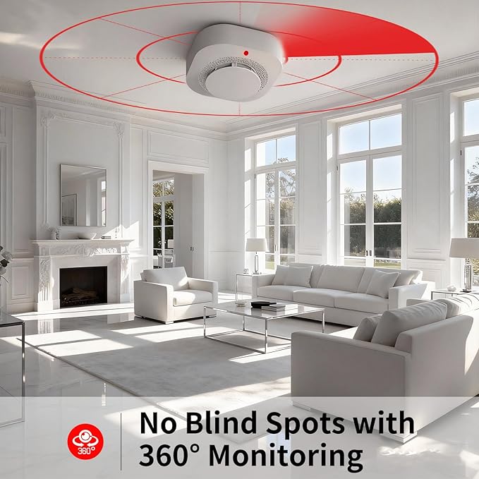 Smoke Detectors for Home,Photoelectric Wireless Fire Alarms Replaceable Battery Powered,Portable Smoke Alarm with Test/Mute Button,Attic Smoke Detector,12 Pcs
