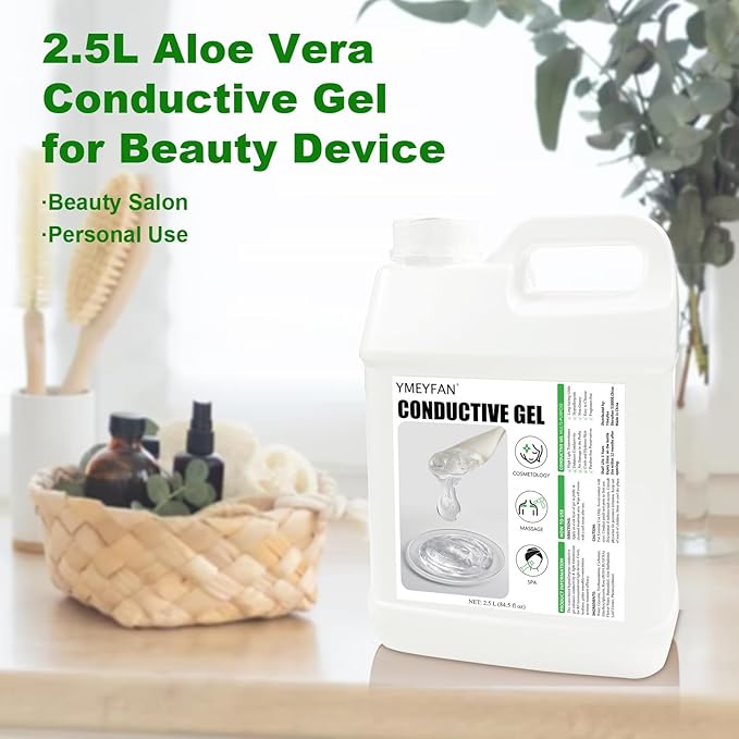 84 Fl Oz Aloe Vera Conductive Gel for Microcurrent Facial Device, Paraben & Fragrance Free, Cooling Gel for Laser Hair Removal/RF Machine, Skin Soothing Hydrating, Large Capacity for Beauty Salon Spa