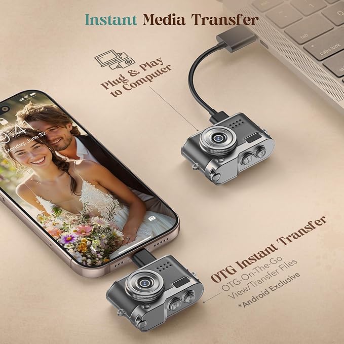 Mini Digital Camera, Keychain Camera 1080P HD with 2MP Lens, Flash, Video Recording, 32G Card Included, Portable and Compact Retro Vlog Camera for Travel, Kids, Black