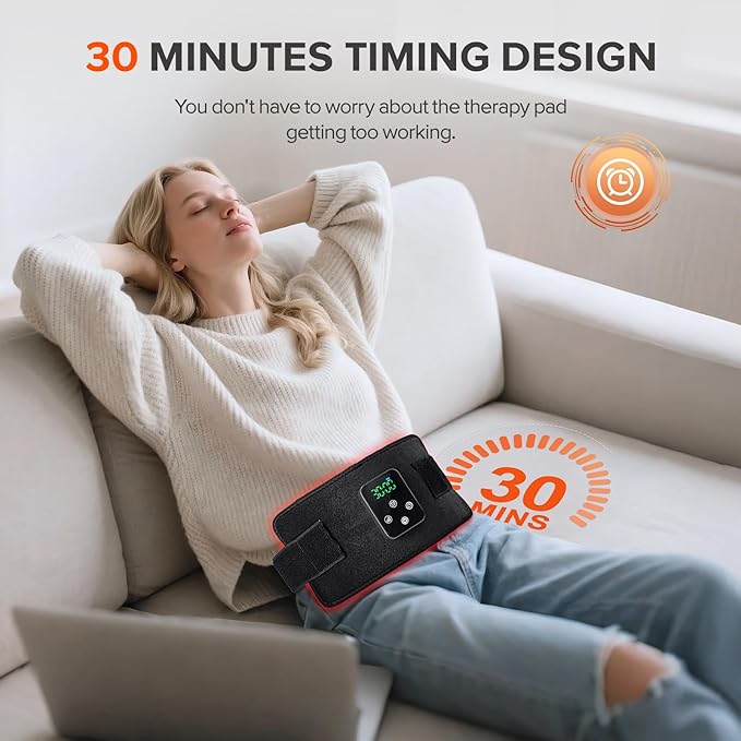 Cordless Red Light Therapy Belt, 3000mAh Battery Rechargeable Magnetic LED Screen Controller, Portable & Cordless, 12.4" * 5.7" Cordless Infrared Red Light Therapy for Body Back Knee Leg