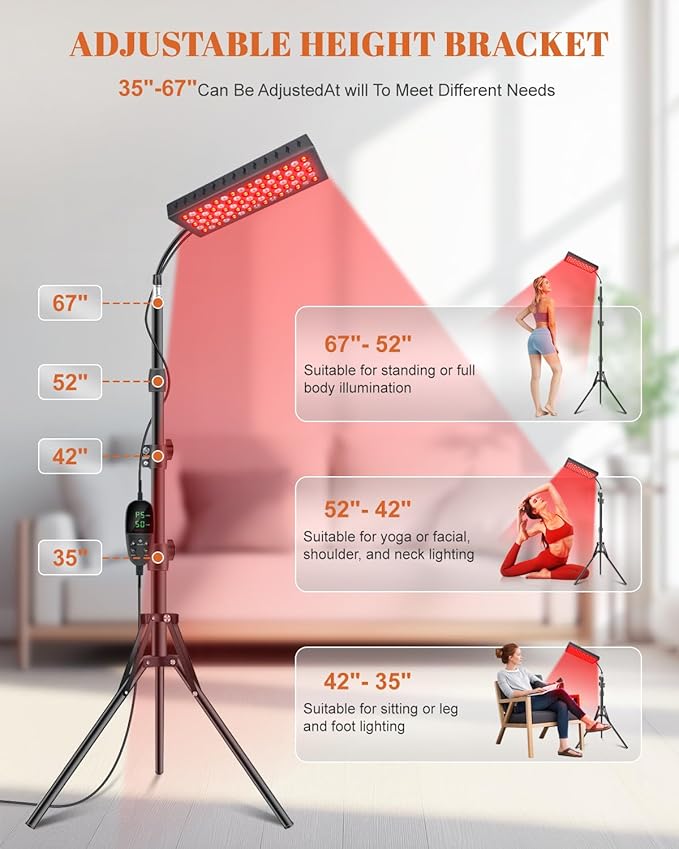 Red Lights Therapy for Body Face, 75 LED Light Therapy Panel with Stand, 35W 660nm Redlight and 850nm Near Infrared Light Device for Full Knee Body Pain Relief Skin Care at Home