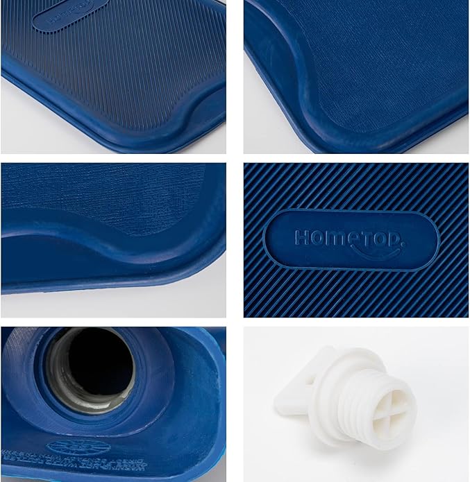 HomeTop Premium Classic Rubber Hot or Cold Water Bottle with Soft Fleece Cover