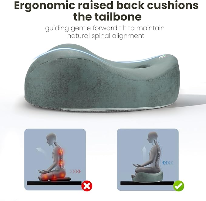 Meditation Cushion & Floor Pillow Seat - Ergonomic Comfortable Memory Foam Set Relieves Numbness Tailbone & Hip Pain from Long Sitting, idea for Reading, Yoga.