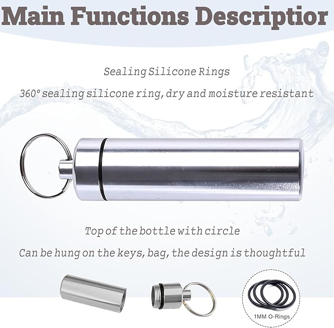 4pcs Metal Pill Case with Keychain - Waterproof Travel Pill Organizer, Portable Medicine Container for Outdoor Camping