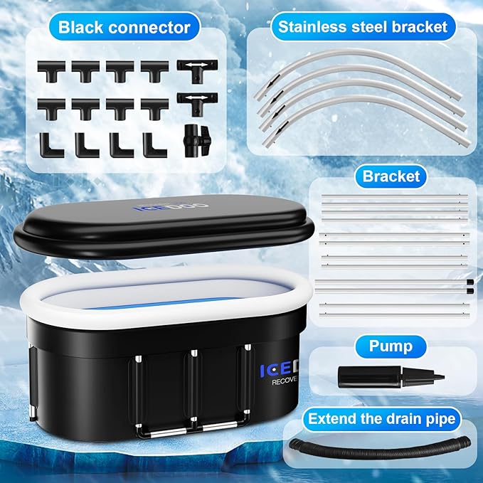 Upgraded 175-Gal Oval Ice Bath Tub with Air Ring, Portable Multi-Layered Cold Plunge Tub - Foldable & Inflatable, with Lid, for Athletes & Adults,Ideal for Home, Gym & Outdoor Use