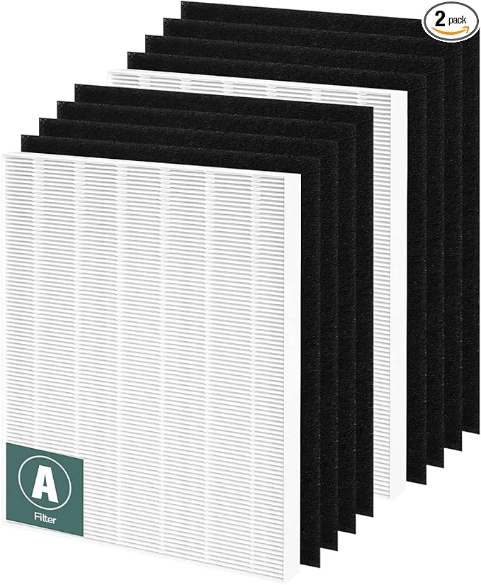 115115 Replacement Filters A for Winix PlasmaWave Air Purifier C535, 5300-2, 6300-2, 5300, 6300, AM90, P300, Funmit 2 True HEPA Size 21 Filter + 8 Activated Carbon Pre-Filters