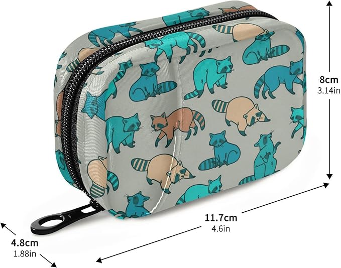 Ollabaky Raccoon Pill Organizer 7 Day Pill Case Travel Pill Organizer Bag Pill Box Portable Weekly Case with Zipper Compact Size for Vitamin Supplement Holder