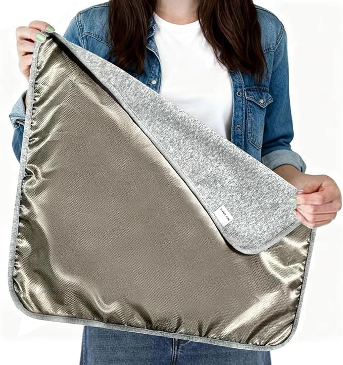 Faraday Blanket: Protection Against Direct Contact from WiFi, Protection Blanket for Cell Phone, Tablet, Electronics (20.5" x 17.5"), Grey