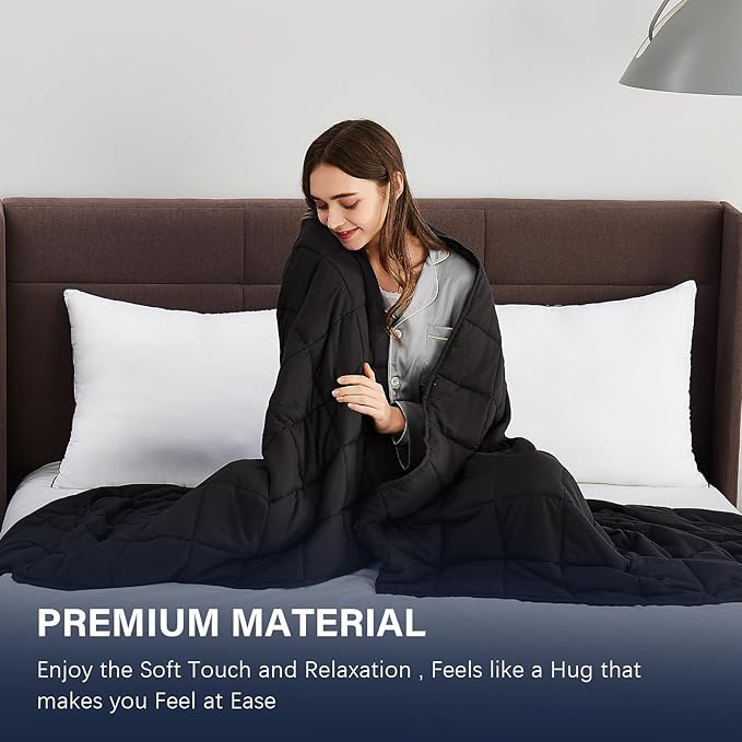 CuteKing Weighted Blanket for Adults(15lbs, 60"x80", Grey) Heavy Blanket for 140-150lbs, Breathable Microfiber Material with Glass Beads All-Season Summer Fall Winter Soft Thick