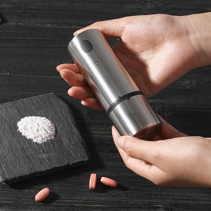 Remedic Cordless, Electric Pill Crusher & Grinder – Compact Stainless Steel Tablet Pulverizer – Rechargeable & Portable – One-Touch Operation – Fine Powder for Seniors, Pets, Kids – Herb Grinder