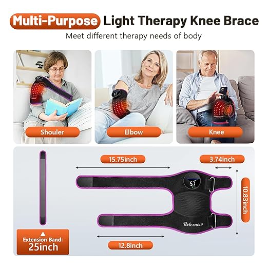 Red Light Therapy for Knee with Heat & Vibration Massage, Extension Band, Wireless Controller, 660nm&850nm Near Infrared Light Therapy Heated Device for Knee/Elbow/Shoulder