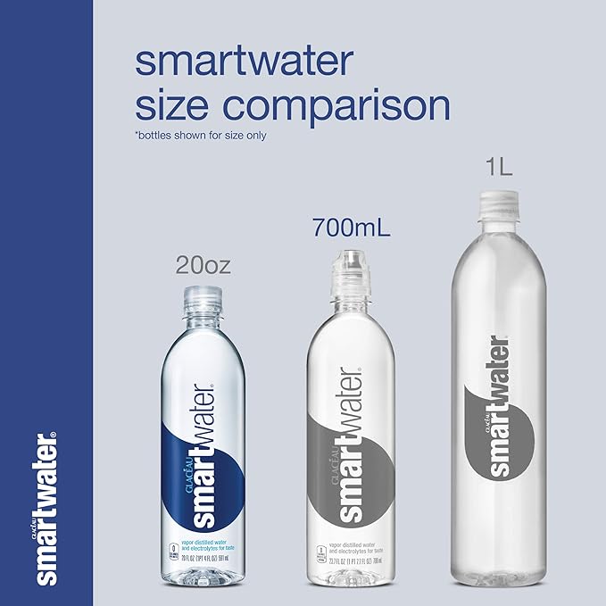 smartwater vapor distilled premium water bottles, 20 fl oz, 24 Pack