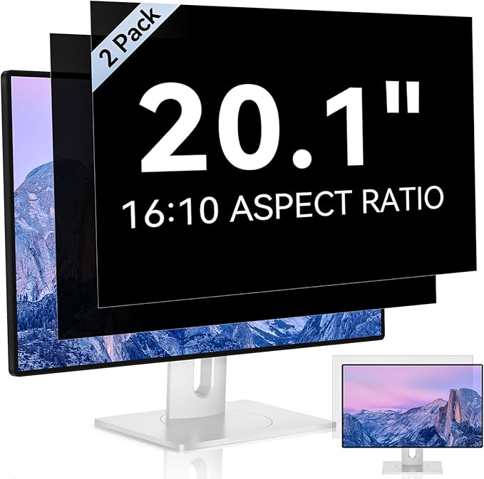 Mamol [2 Pack] 20.1 Inch Computer Privacy Screen for 16:10 Aspect Ratio Widescreen Monitor, Eye Protection Anti Glare Blue Light Computer Monitor Privacy Filter, Removable Anti-Scratch 20in Protector