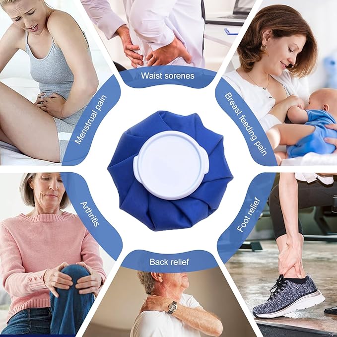 Ice Bags for Injuries, 3rd Gen Reusable Ice Packs, Hot & Cold Therapy Pain Relief, Ice Bag No-Leak & Waterproof, Traditional Ice Pack, Versatile & Durable, Blue (6 in + 9 in + 11 in)