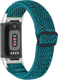 Lijinlan Nylon Band Compatible with Fitbit Charge 5 Advanced Fitness & Health Tracker, Elastic Woven Strap Stretchable Wristband Watch Bands Replacement for Charge 5 for Women Men