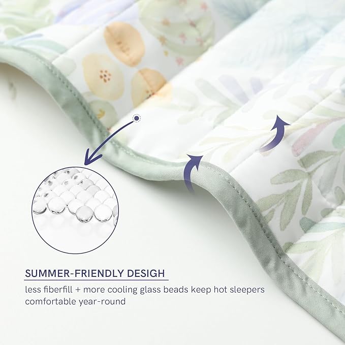 YnM King Size Cooling Nylon/PE Weighted Blanket for Adults (88x104 Inches, 20 Pounds, Jungle Bloom), Heavy Bed Blanket for Two Persons of 90~160lbs on Queen or King Bed