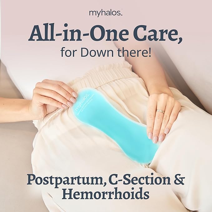 MyHalos® 2X Perineal Ice Packs - Hot & Cold Postpartum Essentials for Hemorrhoids, C Section & Pain Relief, After Birth Essentials for Mom - Cooling Pads, Postpartum Care (2 Pack)