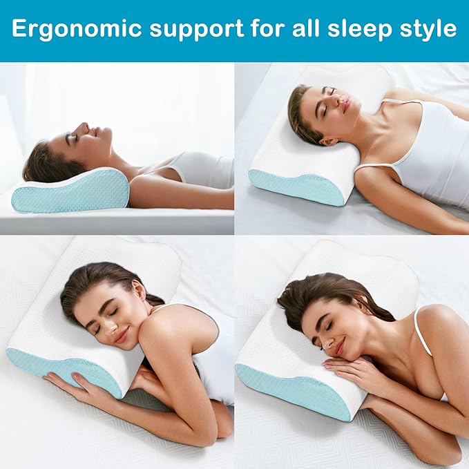 Cervical Memory Foam Pillow for Neck Pain Relief, Memory Foam Anti-Snore Pillows